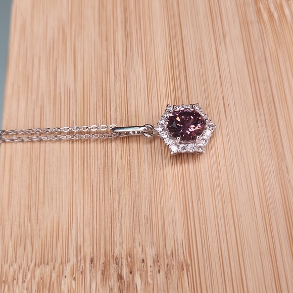 NWT Ryze Sangria Hexagon Cubic Zirconia .925 Sterling Silver 18" Necklace - Picture 3 of 10